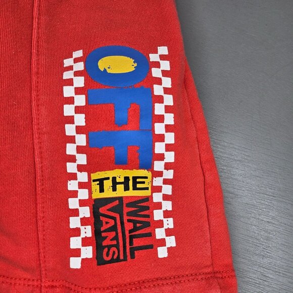 Vans Mens Medium Red Drawstring Shorts With Off The Wall Logo - Picture 6 of 6